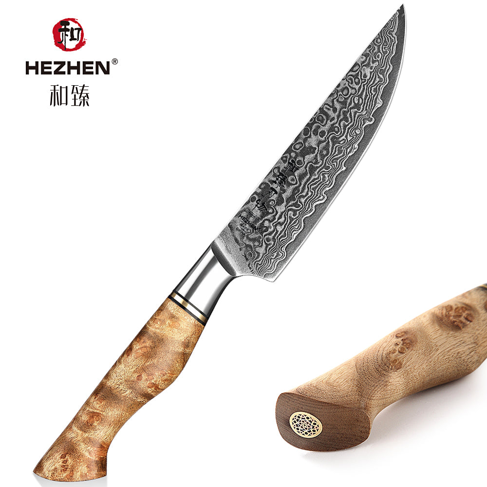 HEZHEN 5 inch Steak Knife Real 67 Layer Damascus Super Cook Knife Pretty Peeling Knife Super Sharp Kitchen Knife