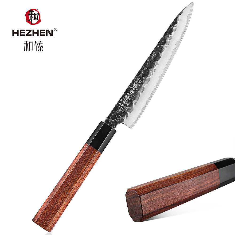 HEZHEN 5 Inches Utility Knife Stainless Steel Kitchen Cooking Knives Rosewood Handle With Gift Box Three-layer Composite Steel