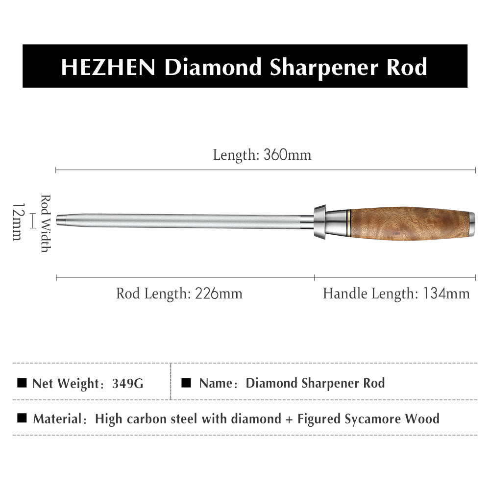 HEZHEN Sharpener Rod Knife Sharpener High-carbon Steel Emery Kitchen tool Long Lasting Sharpness