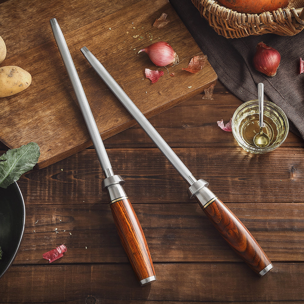 HEZHEN Master Series Kitchen Knife Sharpener Rod High Carbon Steel Srayed Emery Kitchen Tools Gift Box