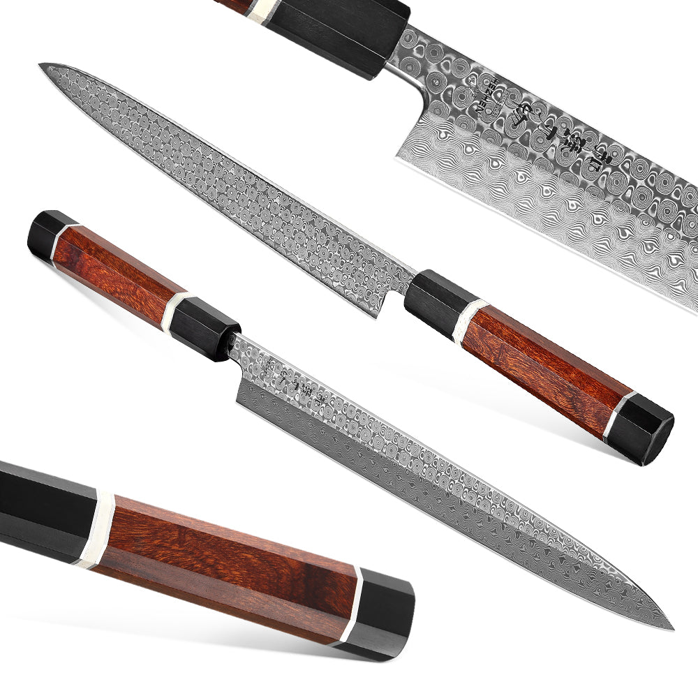 HEZHEN Retro Series 270mm Sashimi Knife Damascus Steel Sushi Japanese Filletting Kitchen Tool Sharp Salmon Cook Knives