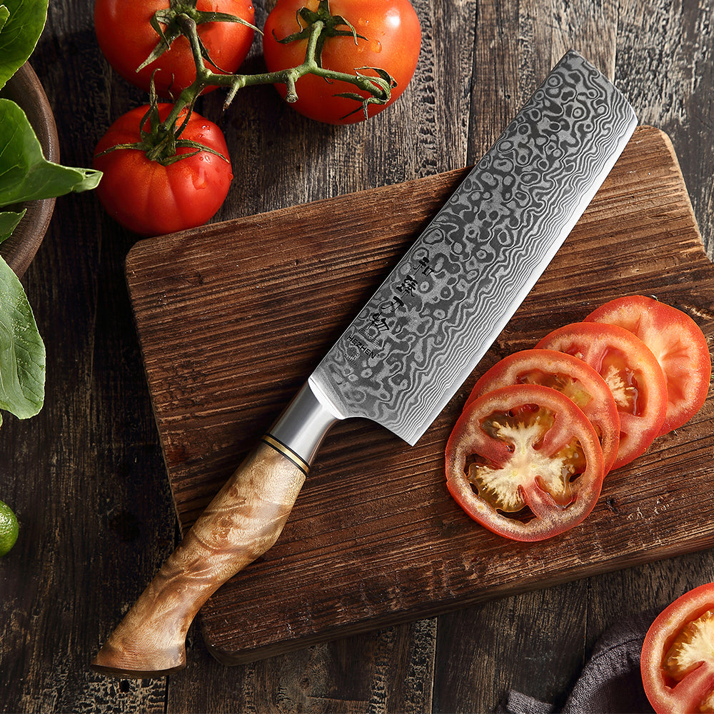 HEZHEN 7 inch Nakiri Knife Real 67 Layer Damascus Super Steel Super Cook Knife Cut Meat Fish vegetable Sharp Blade Kitchen Knife