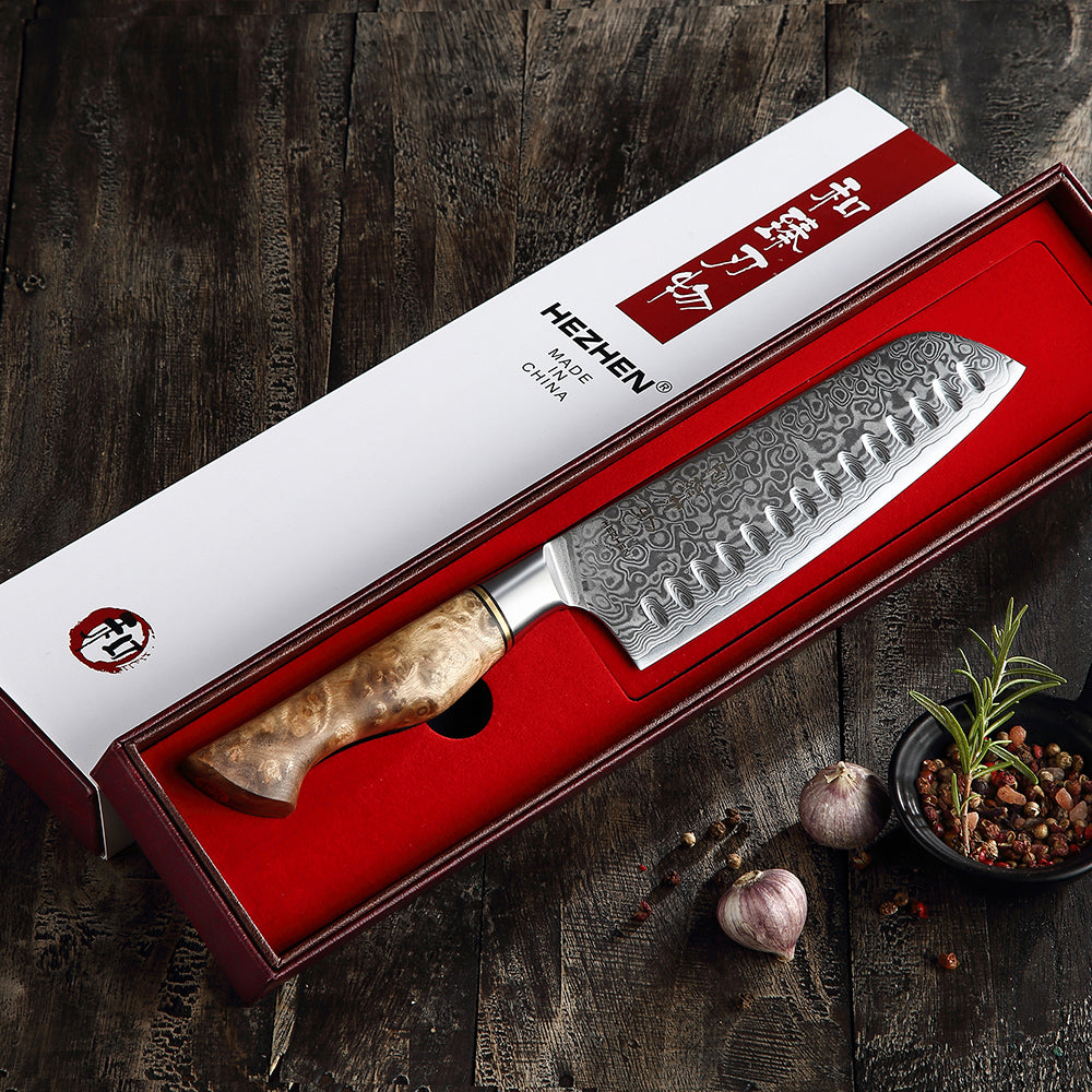 HEZHEN 7 inch Santoku Knife Real 67 Layer Damascus Super Steel Cut Meat Fish vegetable Janpanese Cook Knife Sharp Kitchen Knife