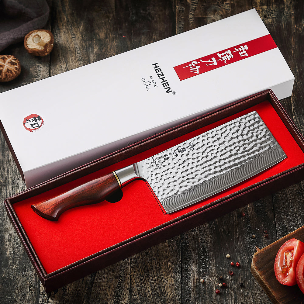 HEZHEN 6.8 Inches Cleaver Knife 73 Layers Powder Steel Damascus Steel Kitchen Slice Knives For Meat Cut Vegetable