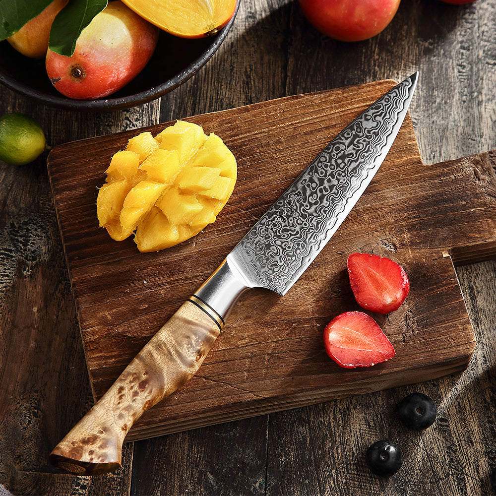 HEZHEN 5 inch Utility Knife Real 67 Layer Damascus Super Steel Super Cook Knife Pretty Peeling Knife Super Sharp Kitchen Knife