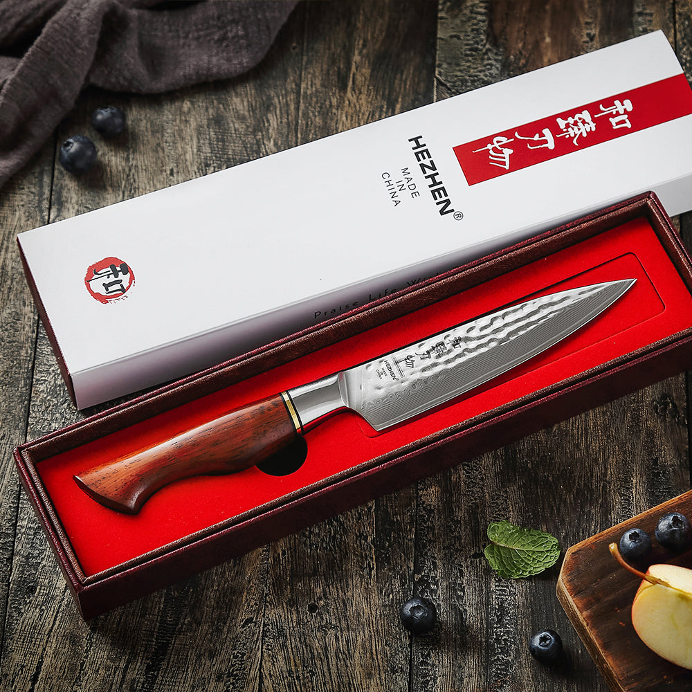 HEZHEN 5 Inches Utility Knife 73 Layers Powder Steel Damascus Steel Kitchen Slice Knives For Meat Cook Accessories