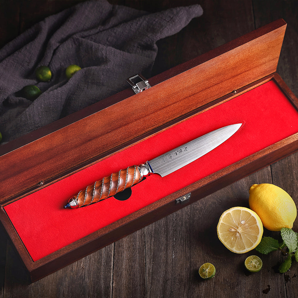 HEZHEN 5 Inches Utility Knife BÖHLER M390 Powder Steel Peeling Knife North America Desert Ironwood Handle Kitchen Knives