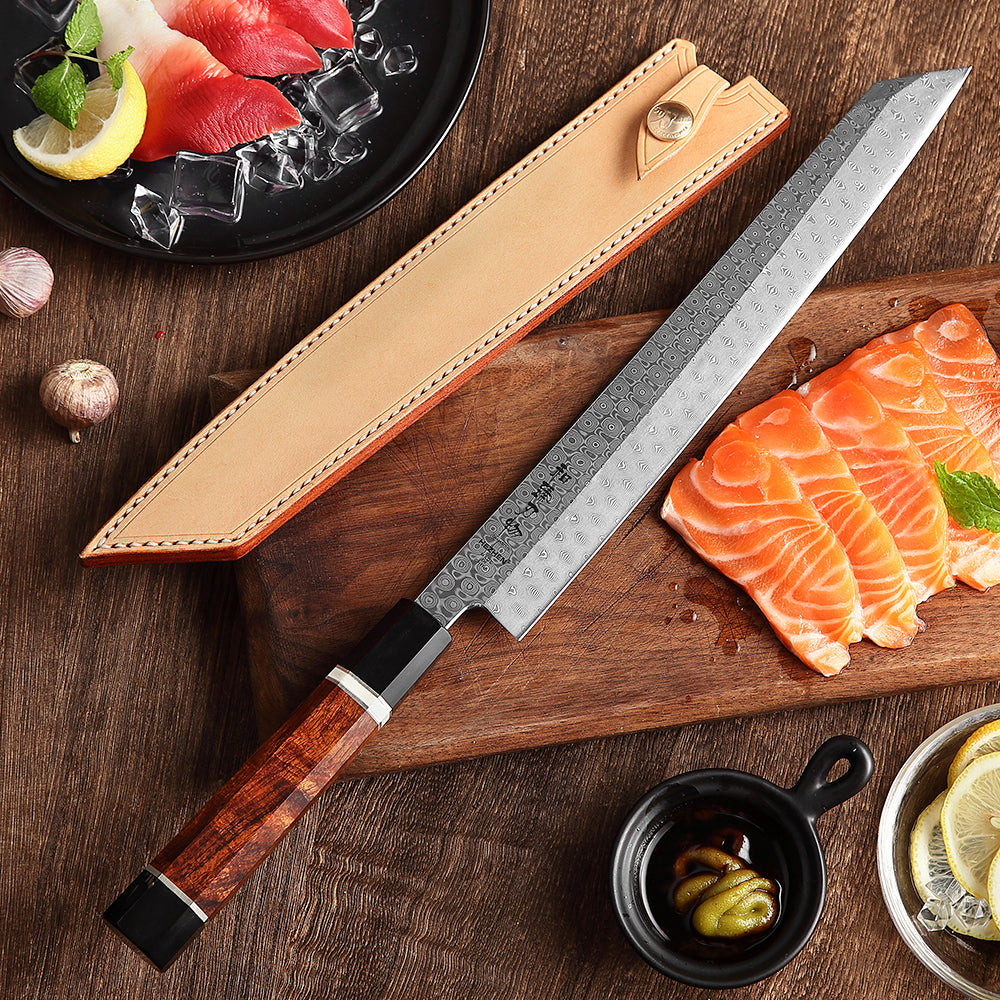 HEZHEN Retro 270mm Bunka Knife Damascus Steel Sushi Japanese Fillettin –  HEZHEN CUTLERY
